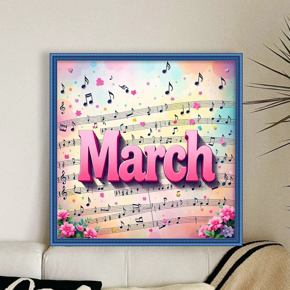 March - 18CT Stamped Cross Stitch 25*25CM