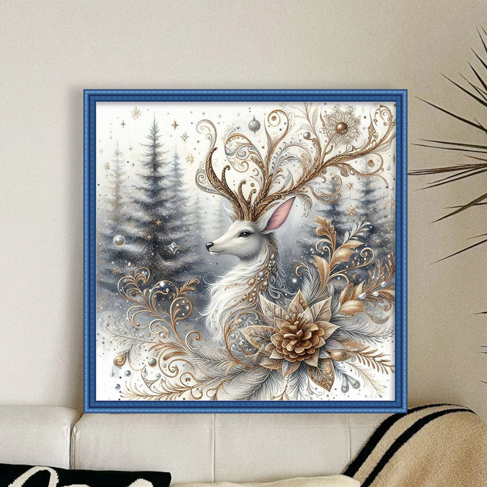Winter Elk - 11CT Stamped Cross Stitch 40*40CM