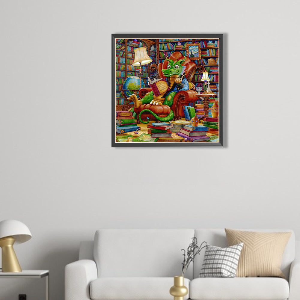 Reading Dinosaur - Full AB Round Drill Diamond Painting 40*40CM