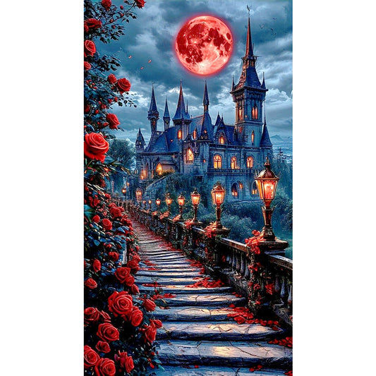 Red Rose Castle - 11CT Stamped Cross Stitch 40*70CM