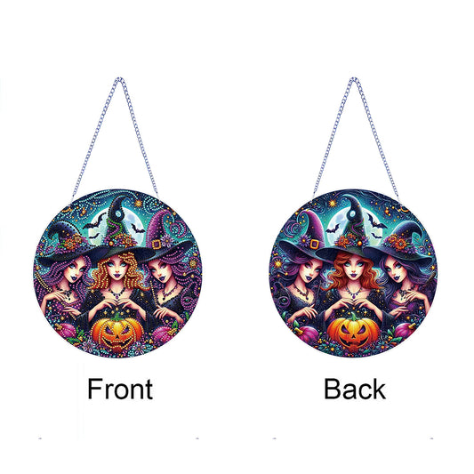 Halloween Witch Theme 2D Flat DIY Diamond Art Pendant Home Wall Decoration Craft