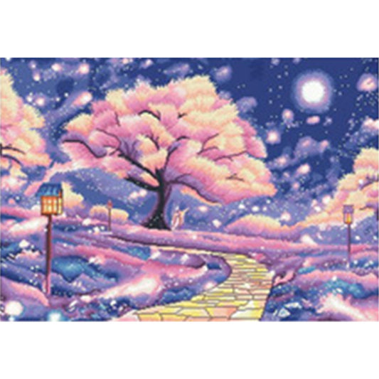 Under The Cherry Blossom Tree - 11CT Stamped Cross Stitch 81*62CM(Mona Lisa Brand)
