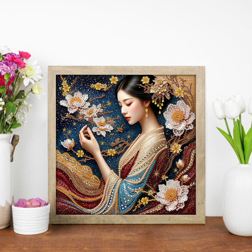 Traditional Style Girl - Special Shaped Drill Diamond Painting 30*30CM