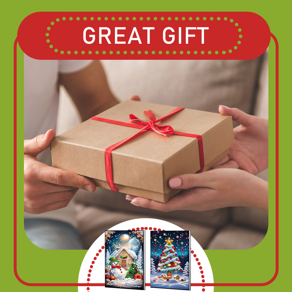 2pcs 50-Page A5 Christmas Diamond Painting Notebook for Adults Holiday Gift