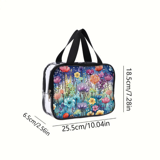 DIY Flower Diamond Art Rhinestone Makeup Bag Transparent PVC Storage Pack Gift