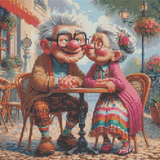 Warm Old Couple - Full Round Drill Diamond Painting 40*40CM