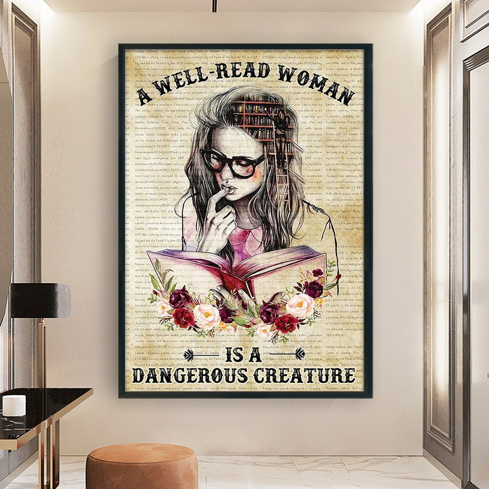 Girl Reading - 11CT Stamped Cross Stitch 40*60CM