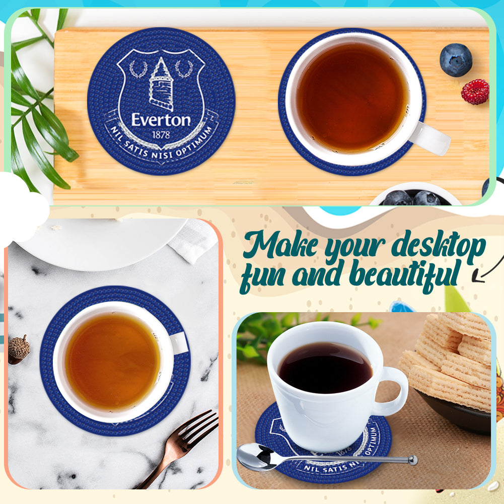 6pcs Everton FC DIY Diamond Painting Coasters Kit with Holder for Adult Beginner