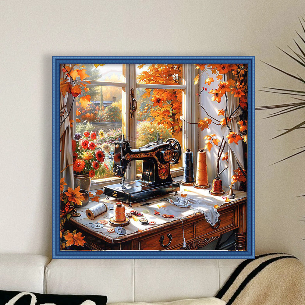 Sewing Machine - 11CT Stamped Cross Stitch 50*50CM