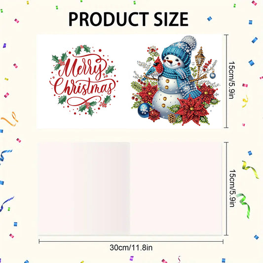 6PCS DIY Diamond Art Greeting Cards Snowman Congratulations Cards & Gifts