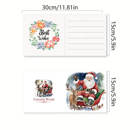 6PCS DIY Diamond Art Greeting Cards Santa Claus Congratulations Cards Gifts