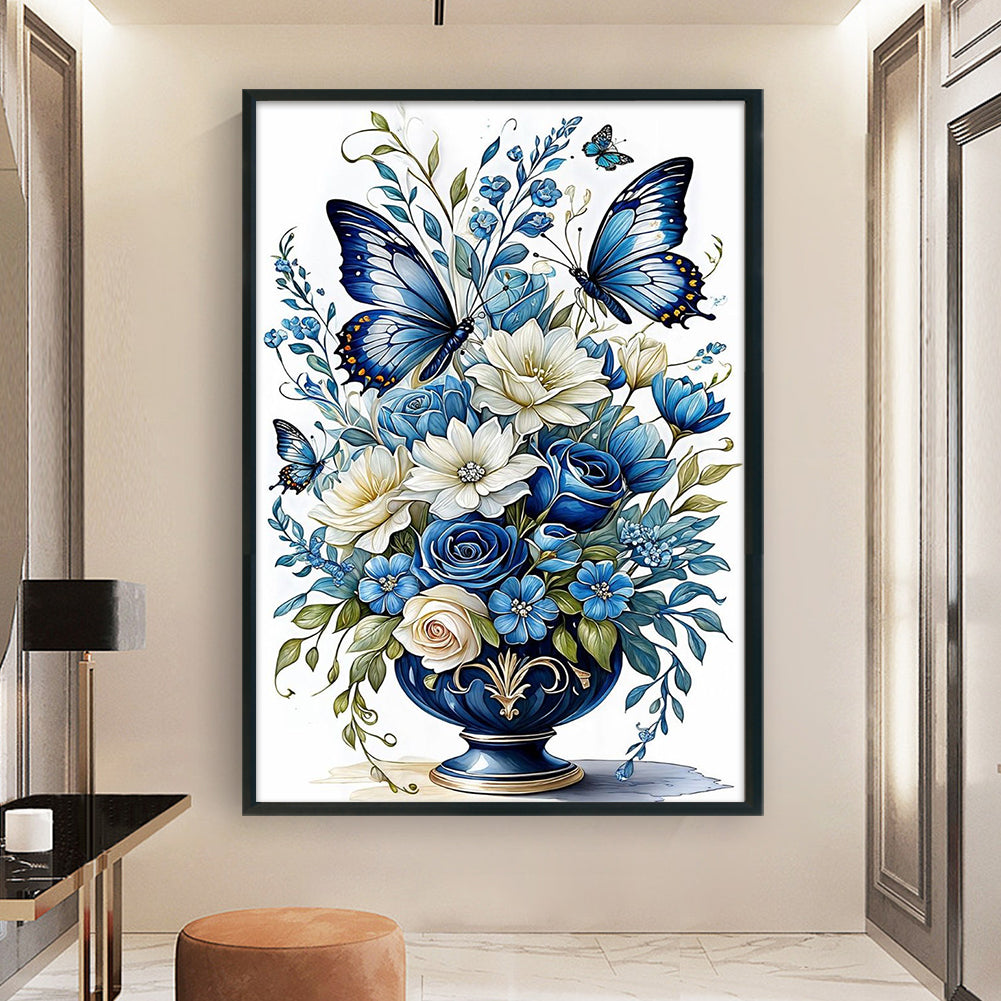 Flowers And Butterflies - 14CT Stamped Cross Stitch 40*60CM