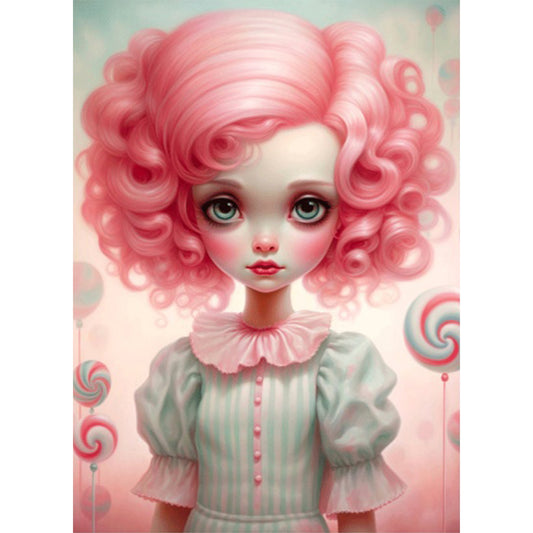 Big-Eyed Girl - Partial AB Full Round Drill Diamond Painting 40*55CM