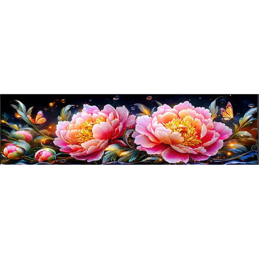 Peonies In The Morning, Moonlight And Evening - 11CT Stamped Cross Stitch 135*40CM£¨Mona Lisa Brand£©