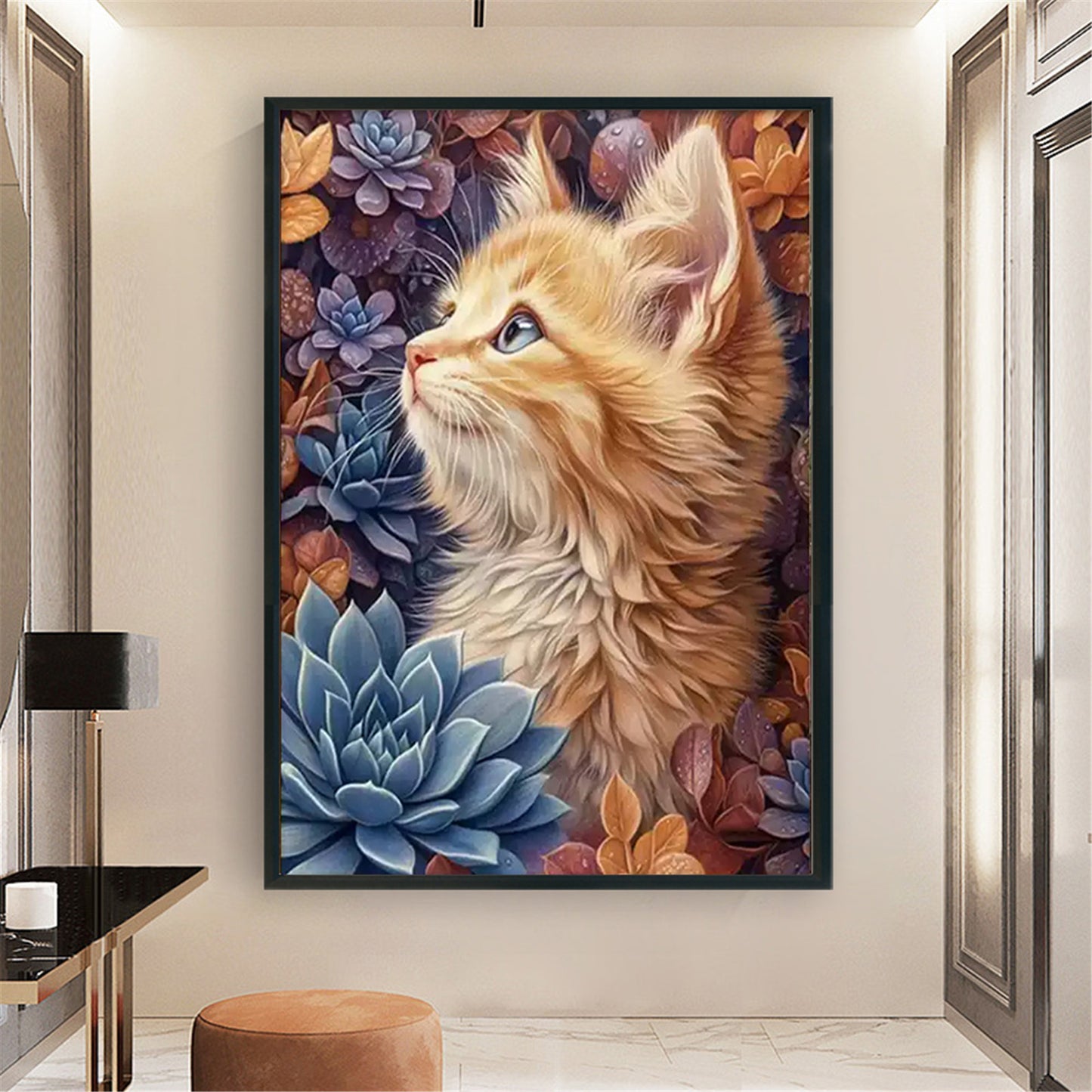 Succulent Cat - 11CT Stamped Cross Stitch 50*70CM£¨Mona Lisa Brand£©