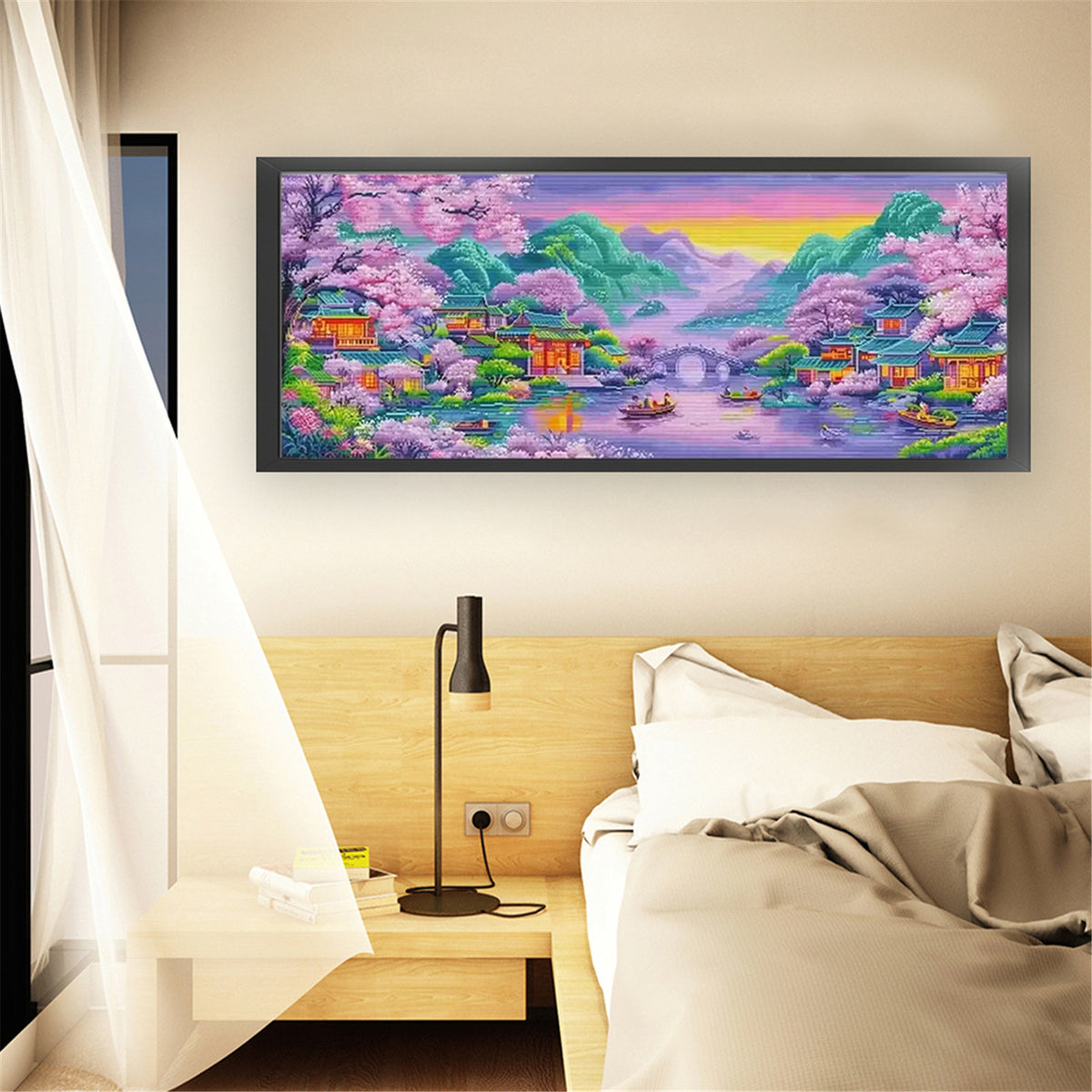 Purple Dreams Of Jiangnan Water Village - 11CT Stamped Cross Stitch 150*65CM£¨Mona Lisa Brand£©