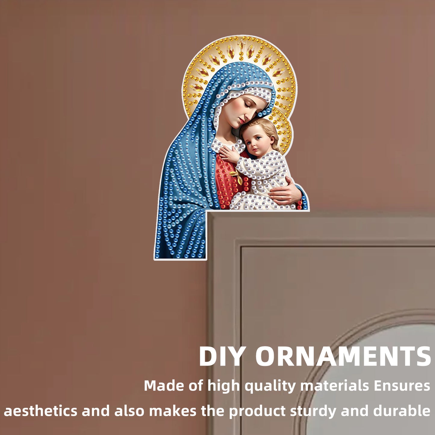 2Pcs DIY Diamond Art Door Corner Pendants Acrylic Door Decoration (Jesus)