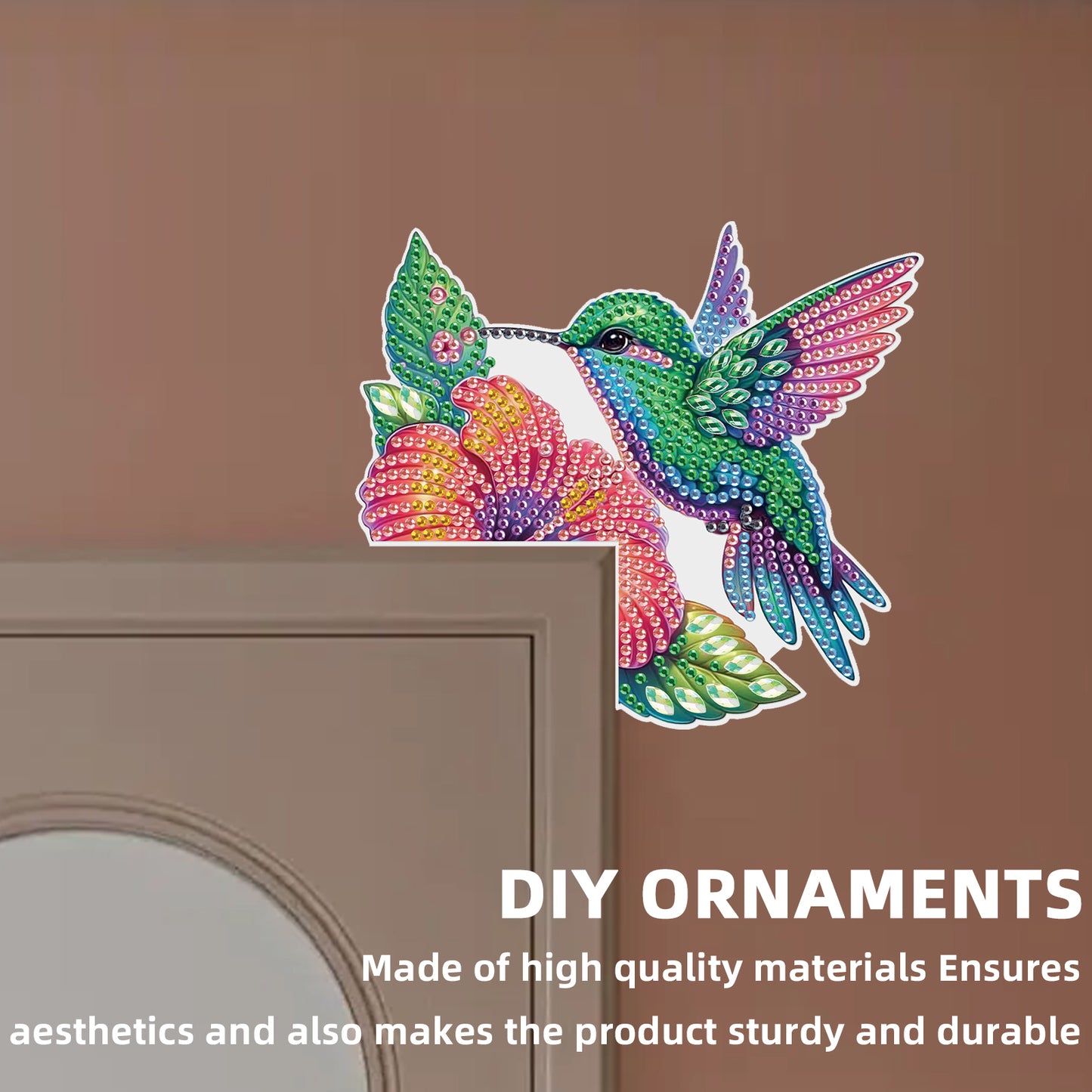 2Pcs DIY Diamond Art Door Corner Pendants Acrylic Door Decoration (Hummingbird)