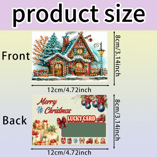 10PCS DIY Xmas Diamond Art Crystal Scratch Card Handmade Gift Card (House)