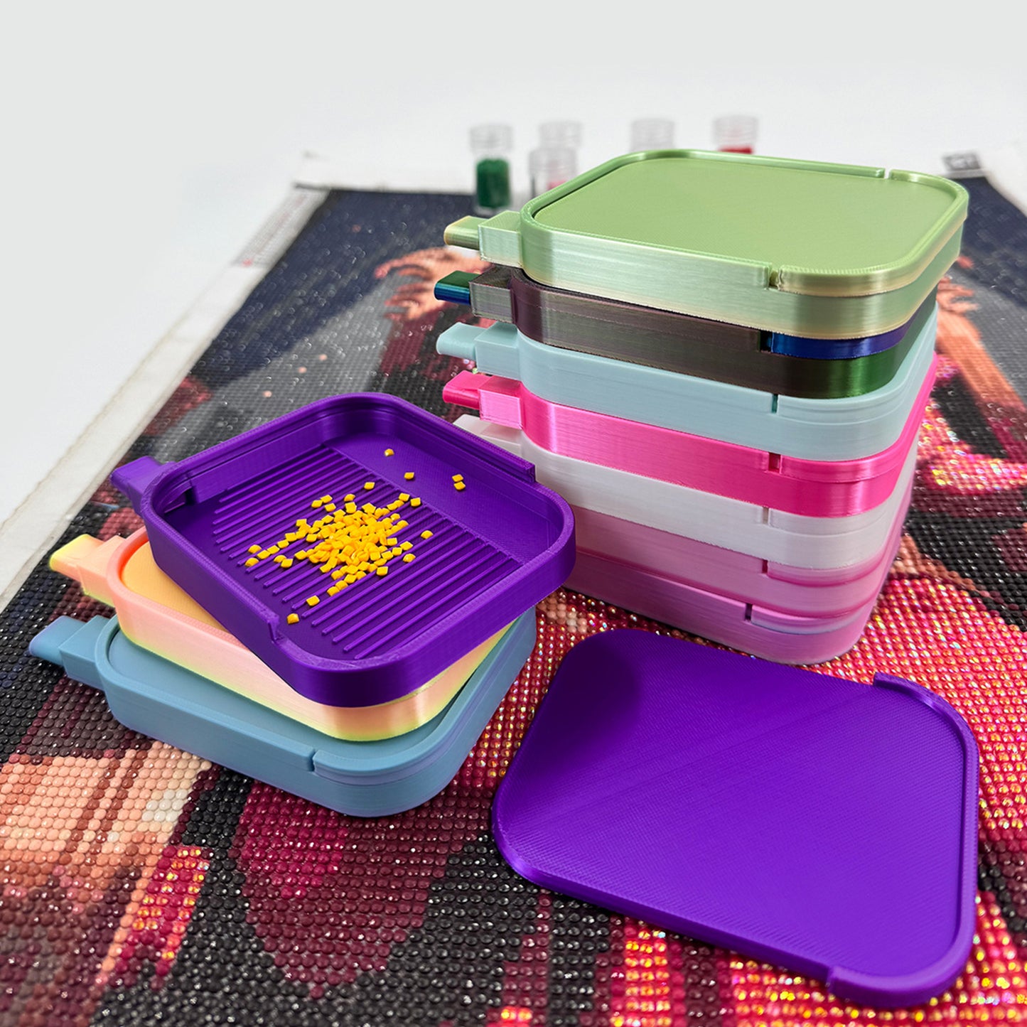 Diamond Painting Tray Organizer Diamond Art Tray for DIY Crafts (Purple)
