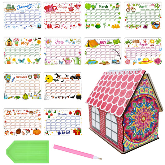 5D/DIY Calendar Crystal Painting Desk Calendars Kit Home Decorations (Mandala)