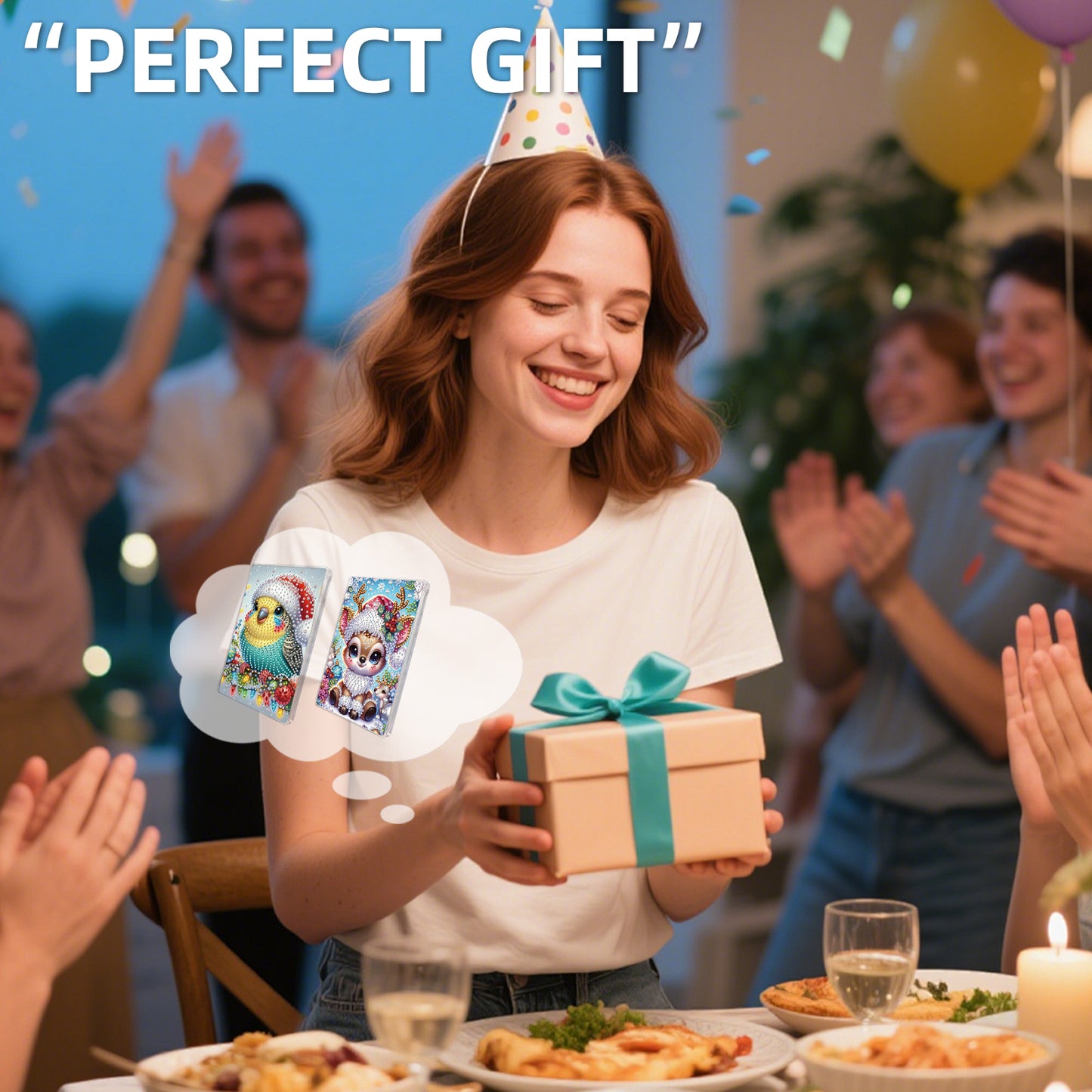 2pcs DIY 5D Diamond Painting Acrylic Jewelry Box Kit for Gift (Christmas Animal)