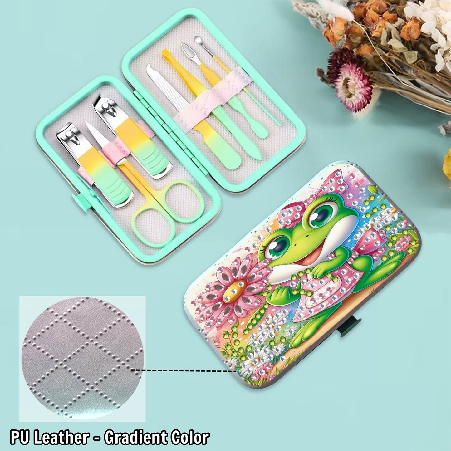 Frog Theme Diamond Painting Nail Art Bag Set Includes 7 Professional Tools
