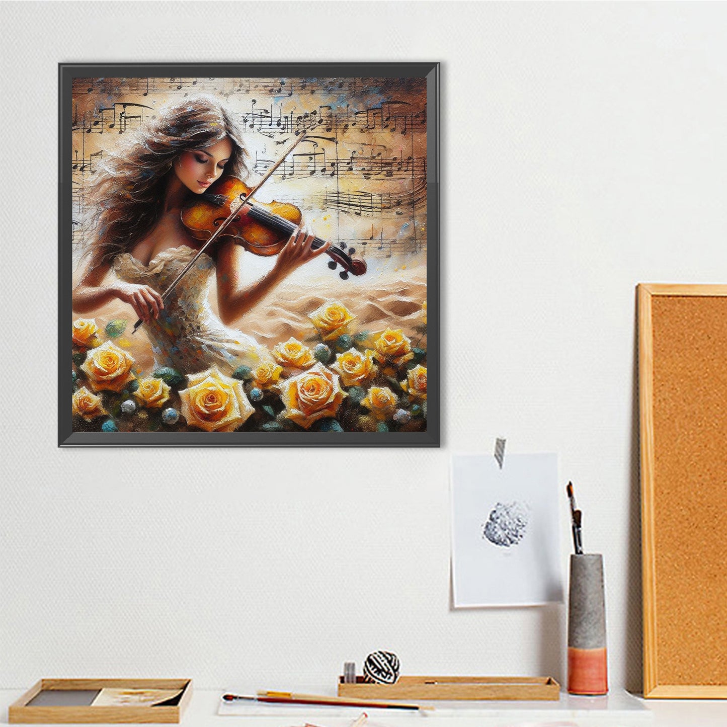 Violin Girl - Full Round Drill Diamond Painting 40*40CM