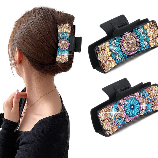 2Pcs Mandala DIY Diamond Hair Claw Clips Making Kit for Women Ladies Girls