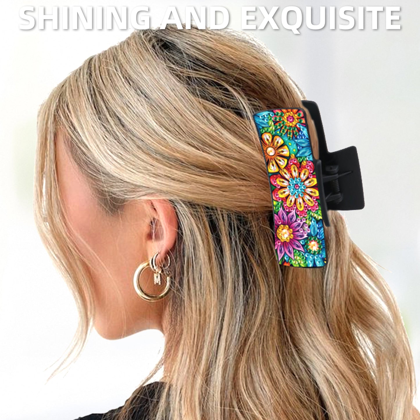 2Pcs Flowers DIY Diamond Hair Claw Clips Making Kit for Women Ladies Girls