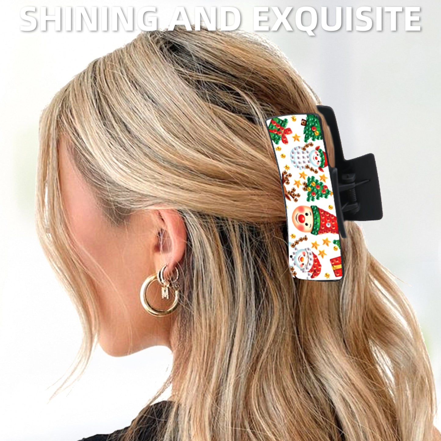 2Pcs Christmas DIY Diamond Hair Claw Clips Making Kit for Women Ladies Girls