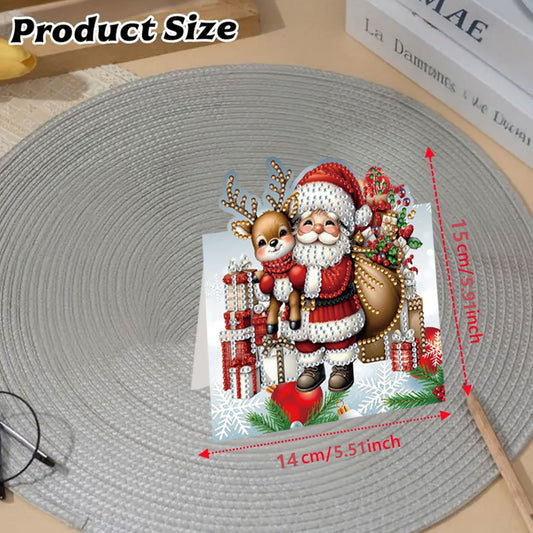 8PCS DIY Diamond Art Greeting Cards Congratulations Cards Gifts (Christmas)