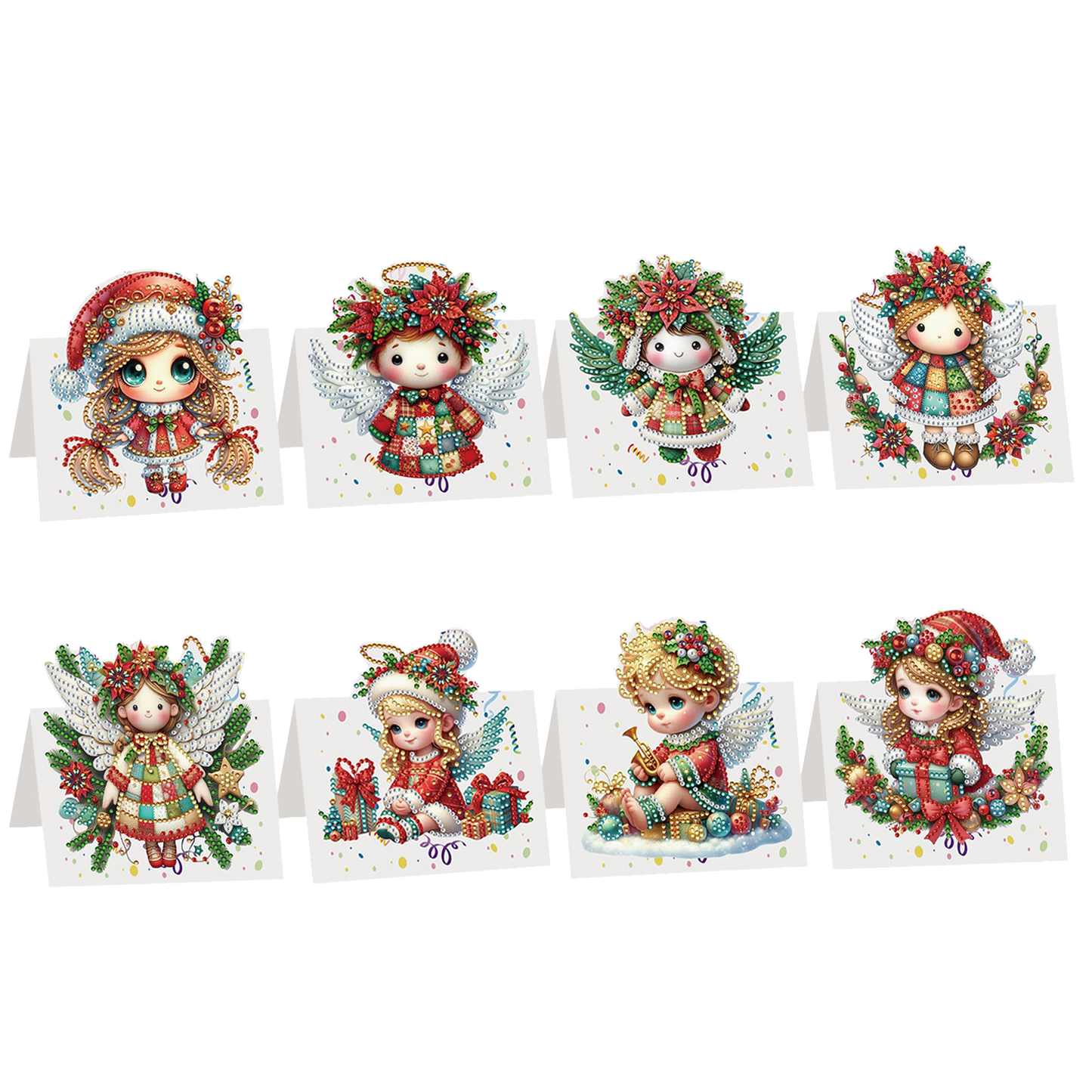 8PCS DIY Diamond Art Greeting Cards Congratulations Cards Gifts (Christmas)