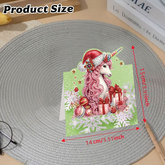 8PCS DIY Diamond Art Greeting Cards Xmas Congratulations Cards Gifts (Unicorn)
