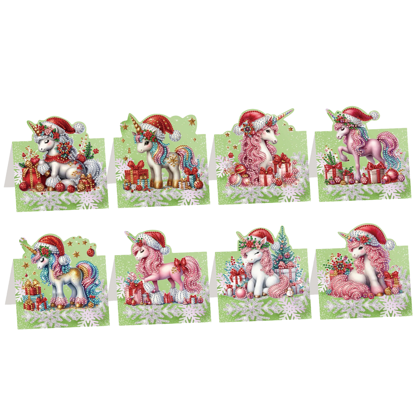 8PCS DIY Diamond Art Greeting Cards Xmas Congratulations Cards Gifts (Unicorn)