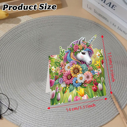 8PCS DIY Diamond Art Greeting Cards Xmas Congratulations Cards Gifts (Flower)