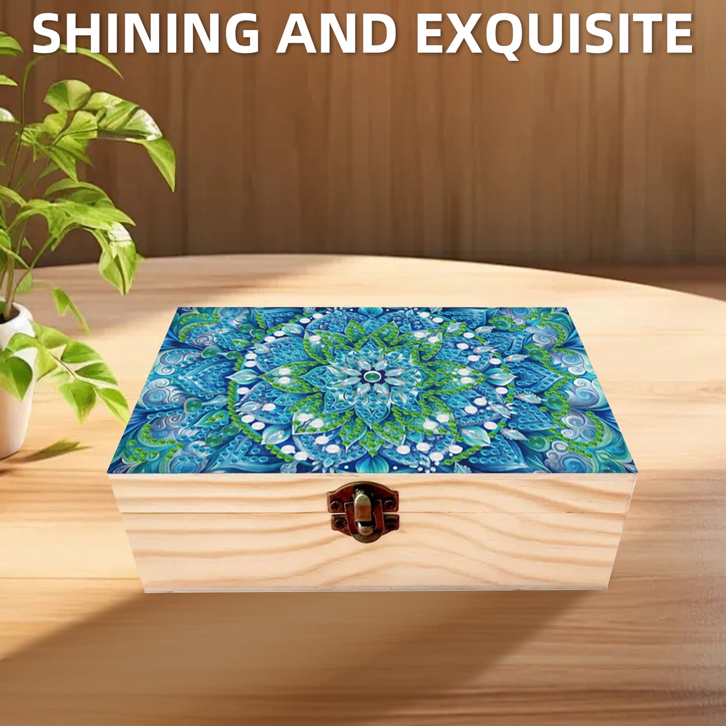 5D DIY Diamond Painting Handmade Wood Storage Box Crystal Storage Case (Mandala)