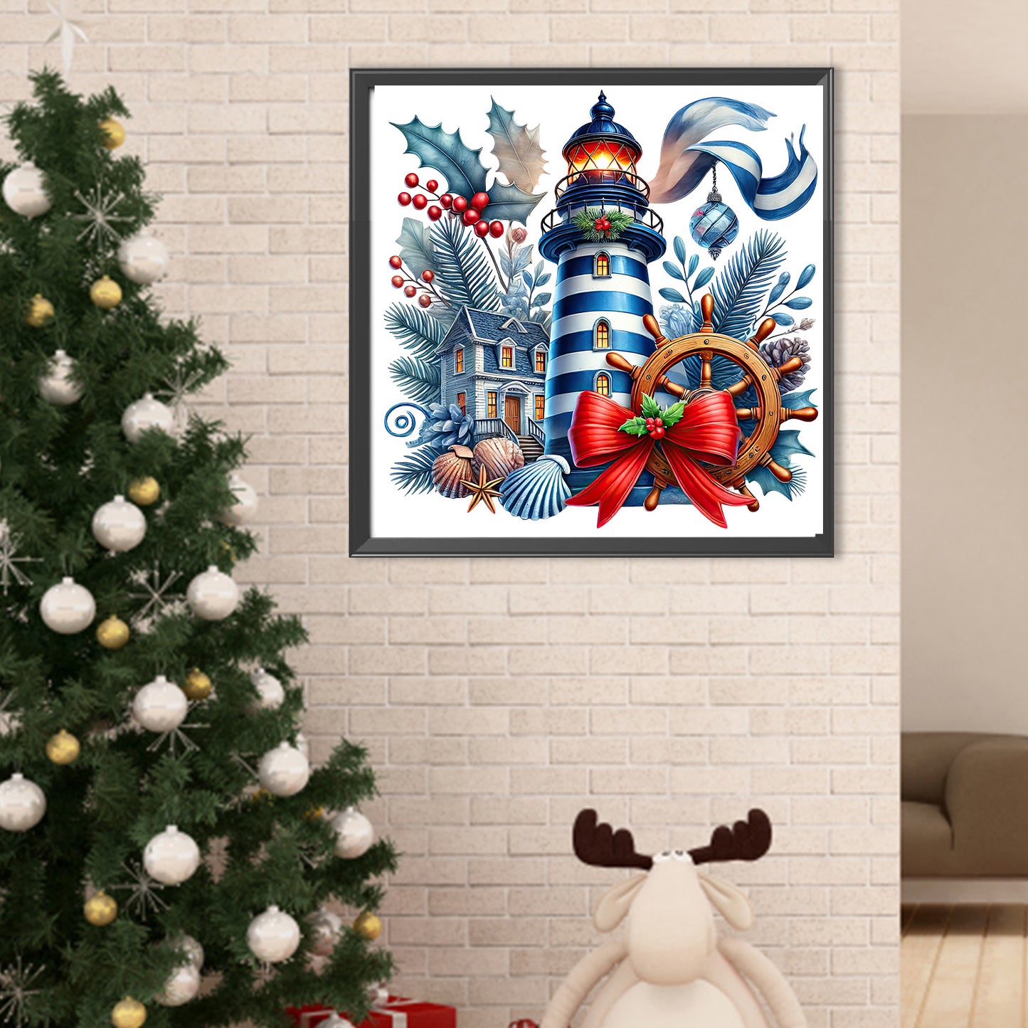 Christmas Lighthouse - Full Round Drill Diamond Painting 40*40CM