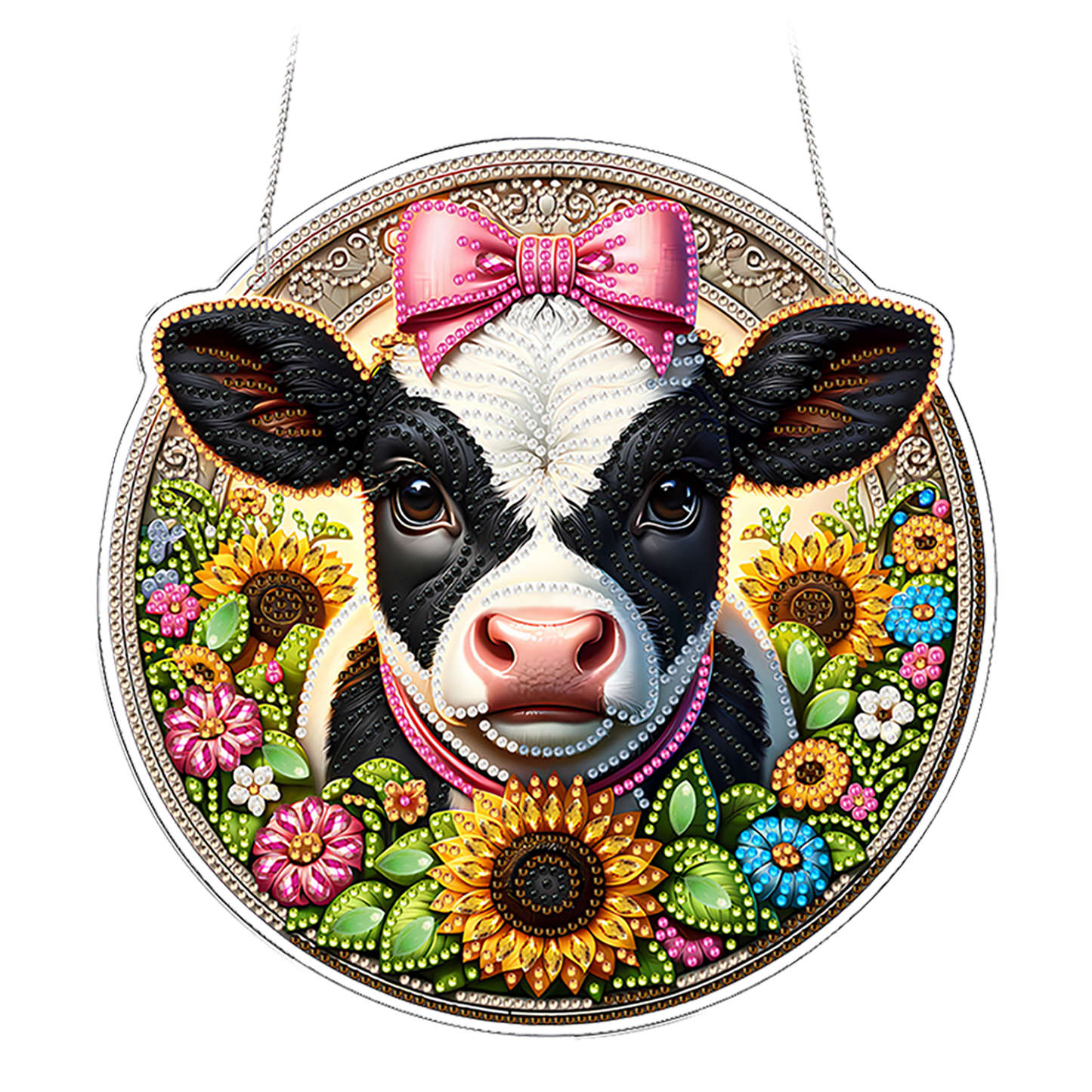 Cow 2D Flat DIY Diamond Painting Pendants Acrylic Crafts Kit for Home Wall Decor