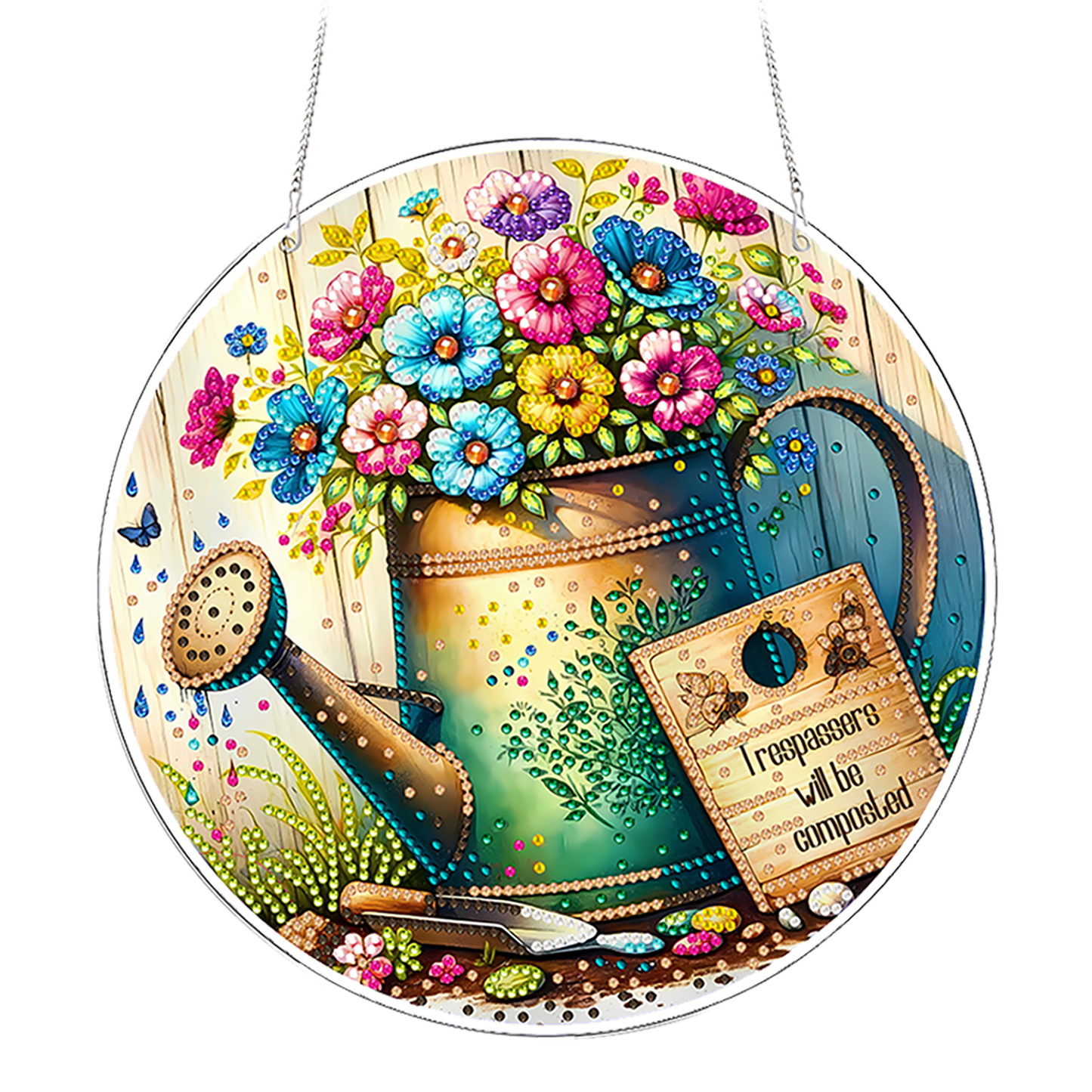 Garden 2D Flat DIY Acrylic Diamond Painting Pendants Crafts for Home Wall Decor