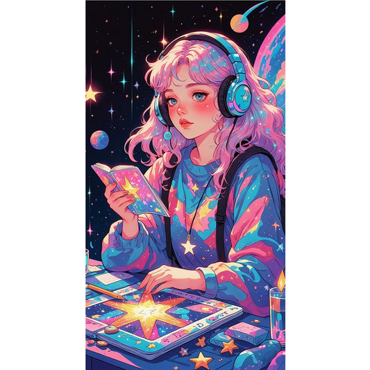 Cartoon Girl - Full Round Drill Diamond Painting 40*70CM