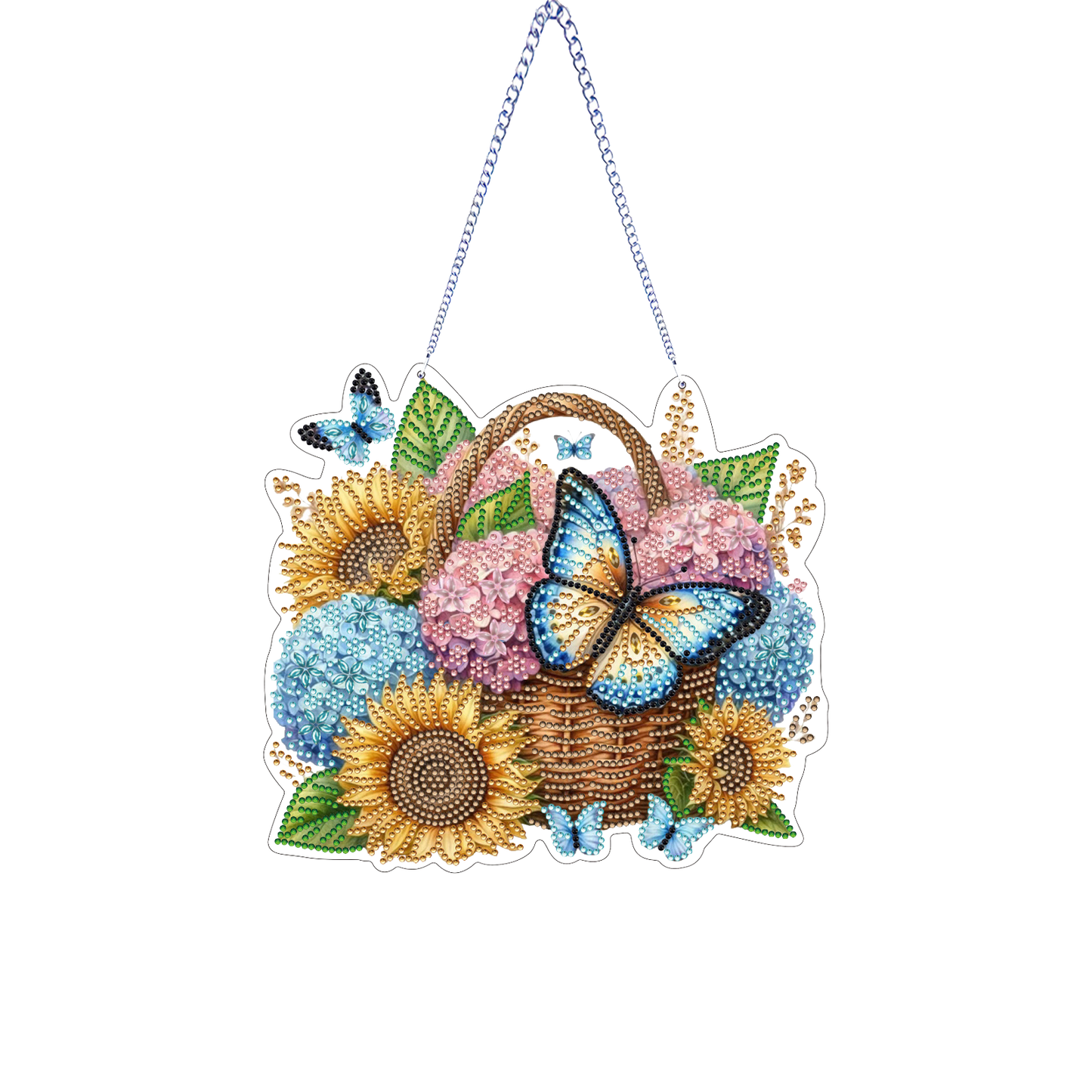 Sunflower Butterfly DIY 2D Flat Acrylic Home Diamond Painting Hanging Pendant