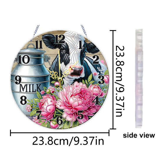 Dairy Cow 2D Flat DIY Acrylic Diamonds Painting Clocks Home Bedroom Decor