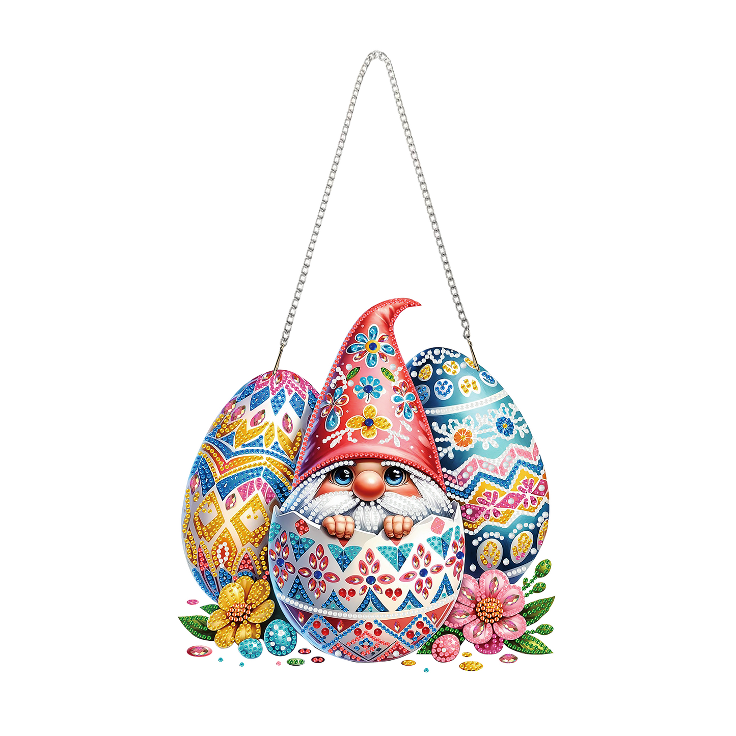 Easter Egg 2D Flat DIY Special Shape Diamond Art Hanging Pendant Kit Wall Decor