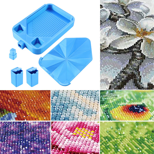 Diamond Painting Storage Container Tray with Stopper Lid for DIY Crafts (Blue)
