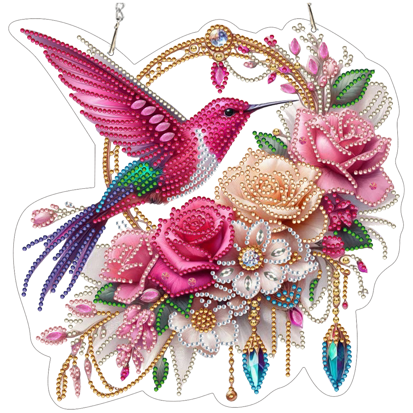 Hummingbird Flowers 2D Flat DIY Diamond Painting Kits Window Hanging Home Decor