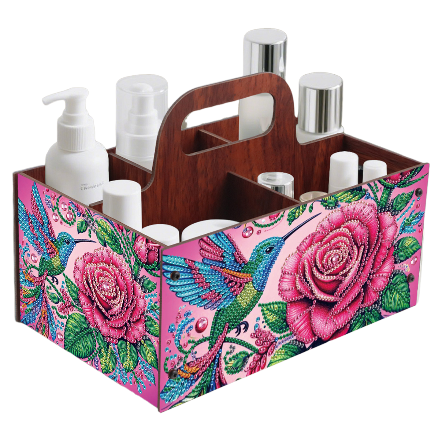 Rose DIY Wooden Diamond Art Painting Storage Box with Handheld Home Decor