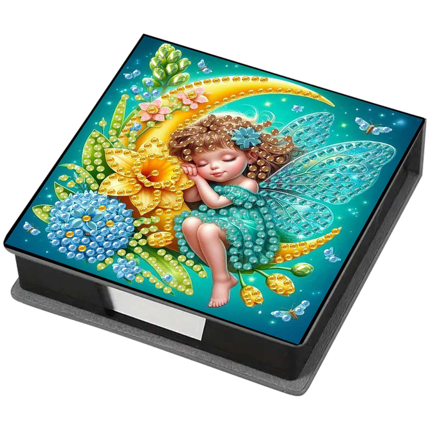 Girl on the Moon PU DIY 5D Diamond Painting Home Note Box (160 Blank Notepads)
