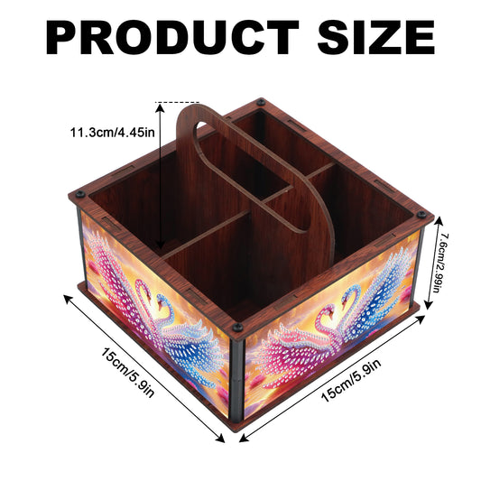 DIY Pink Blue Swan Wooden Diamond Painting Handheld Storage Box Kit Home Decor