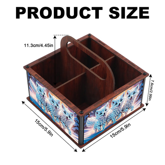 DIY Fox Wooden Diamond Painting Handheld Storage Box Kit Tabletop Art Decor